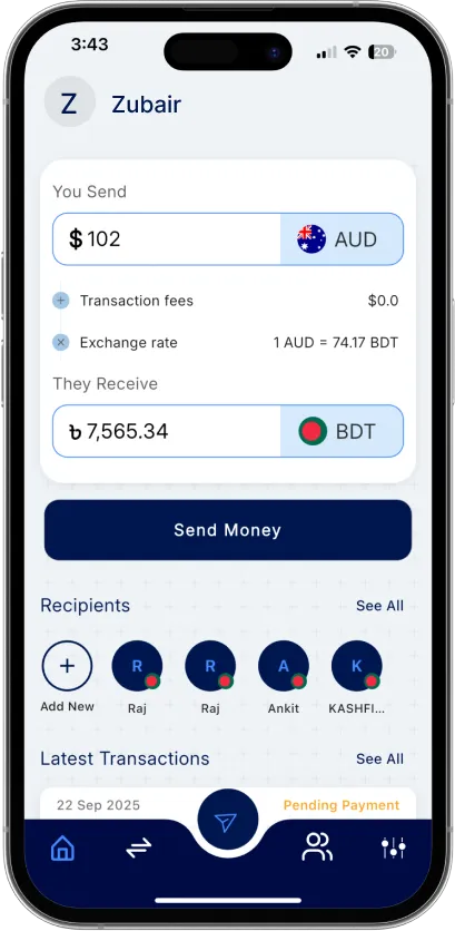 App screenshot showing user registration